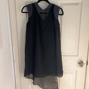 Rudsak silk tank top with leather collar, Size XS